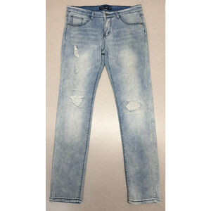 Blue Cult Mens Jeans Size 32 Distressed Light Wash Stretch Denim Buckle Casual